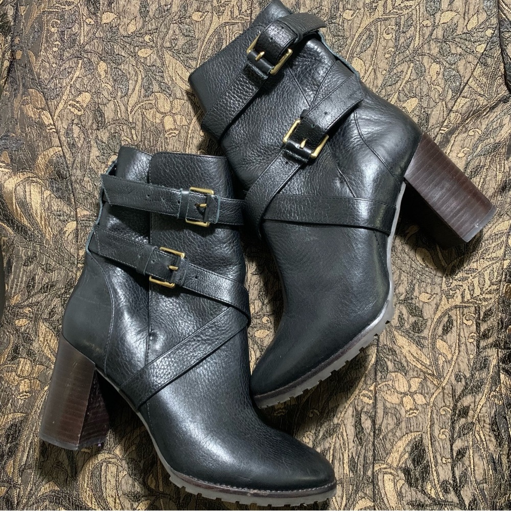 Lowest price item! Kate Spade New York black pebbled leather high top boots